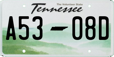 TN license plate A5308D