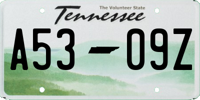 TN license plate A5309Z