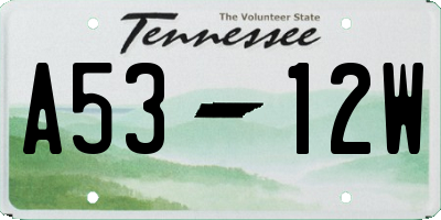 TN license plate A5312W