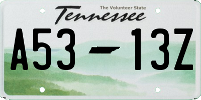 TN license plate A5313Z