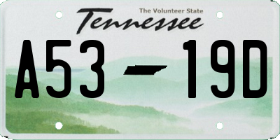 TN license plate A5319D
