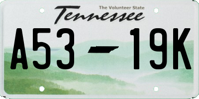 TN license plate A5319K