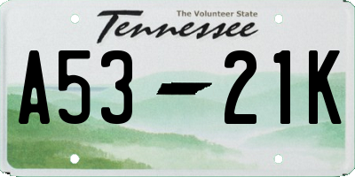 TN license plate A5321K