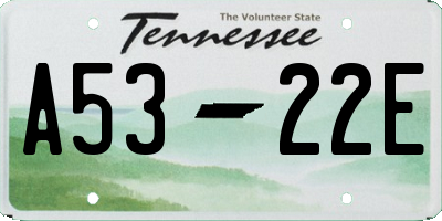 TN license plate A5322E