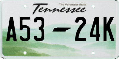 TN license plate A5324K