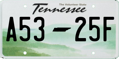 TN license plate A5325F