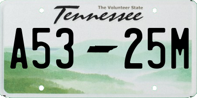 TN license plate A5325M