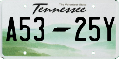 TN license plate A5325Y
