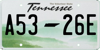 TN license plate A5326E