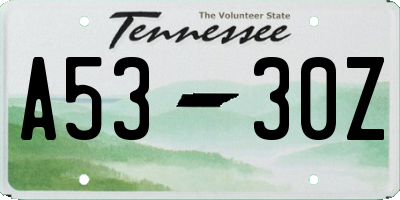 TN license plate A5330Z