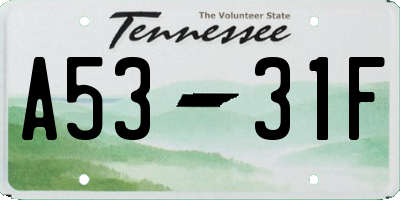 TN license plate A5331F
