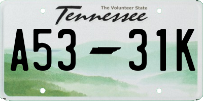 TN license plate A5331K