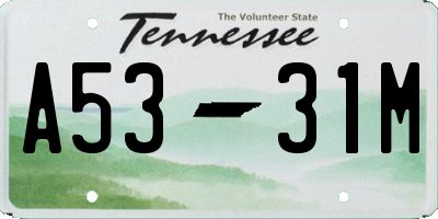 TN license plate A5331M