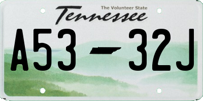 TN license plate A5332J
