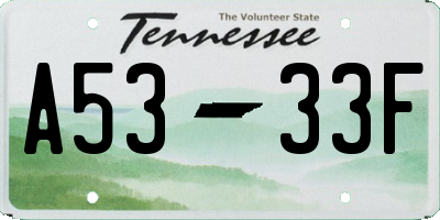 TN license plate A5333F