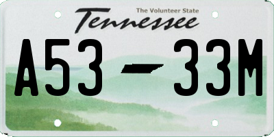 TN license plate A5333M