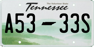 TN license plate A5333S