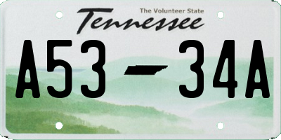 TN license plate A5334A