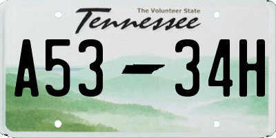 TN license plate A5334H