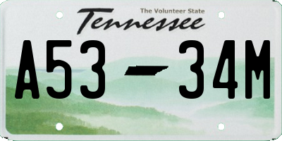 TN license plate A5334M