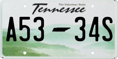 TN license plate A5334S