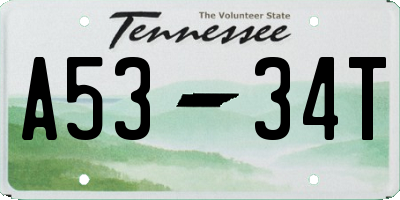 TN license plate A5334T