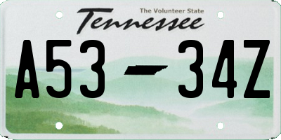 TN license plate A5334Z