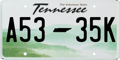 TN license plate A5335K