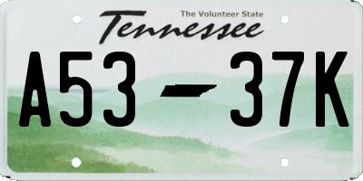 TN license plate A5337K