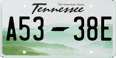 TN license plate A5338E