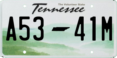 TN license plate A5341M