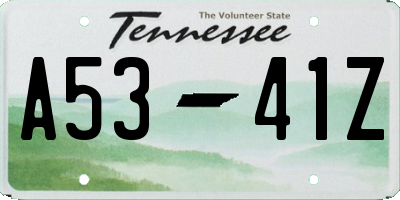 TN license plate A5341Z