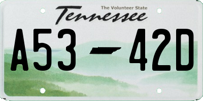 TN license plate A5342D