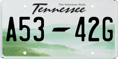 TN license plate A5342G