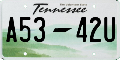TN license plate A5342U