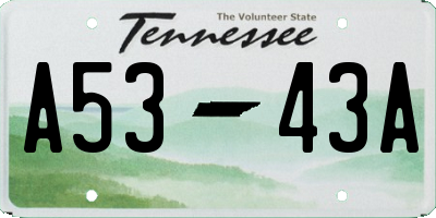 TN license plate A5343A