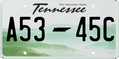 TN license plate A5345C