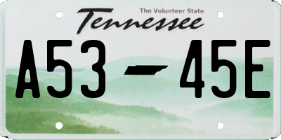 TN license plate A5345E