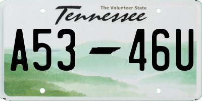 TN license plate A5346U