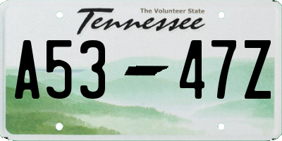 TN license plate A5347Z
