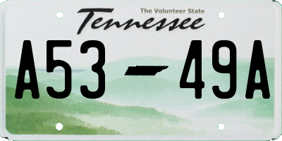 TN license plate A5349A