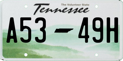 TN license plate A5349H