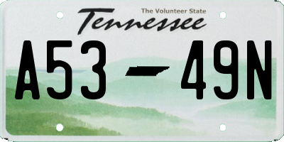 TN license plate A5349N