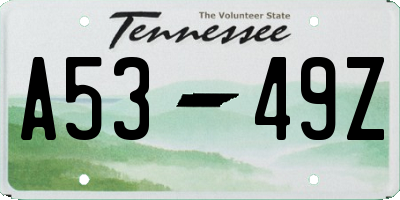 TN license plate A5349Z