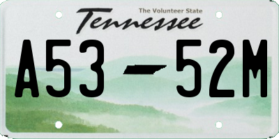 TN license plate A5352M