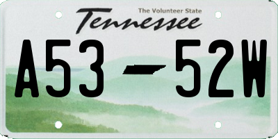 TN license plate A5352W