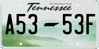 TN license plate A5353F