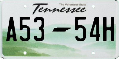 TN license plate A5354H