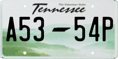 TN license plate A5354P