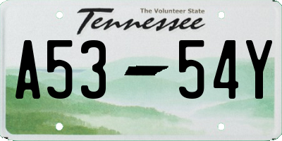 TN license plate A5354Y